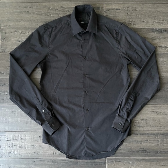 Zara Shirts Zara Man Slim Fit Black Button Down Dress Shirt Poshmark